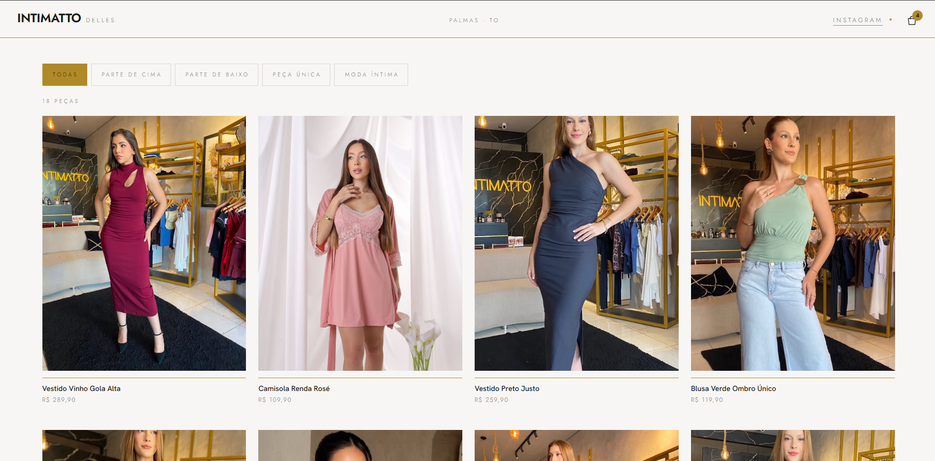 Print do site Intimatto — boutique de moda feminina